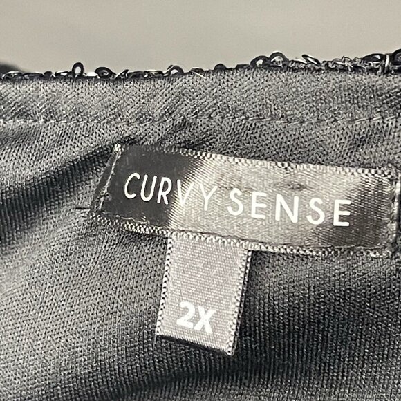 Black Sequin Strapless Jumpsuit 2X Long Pants Black Stretch Curvy Sense Pull On - Picture 11 of 16